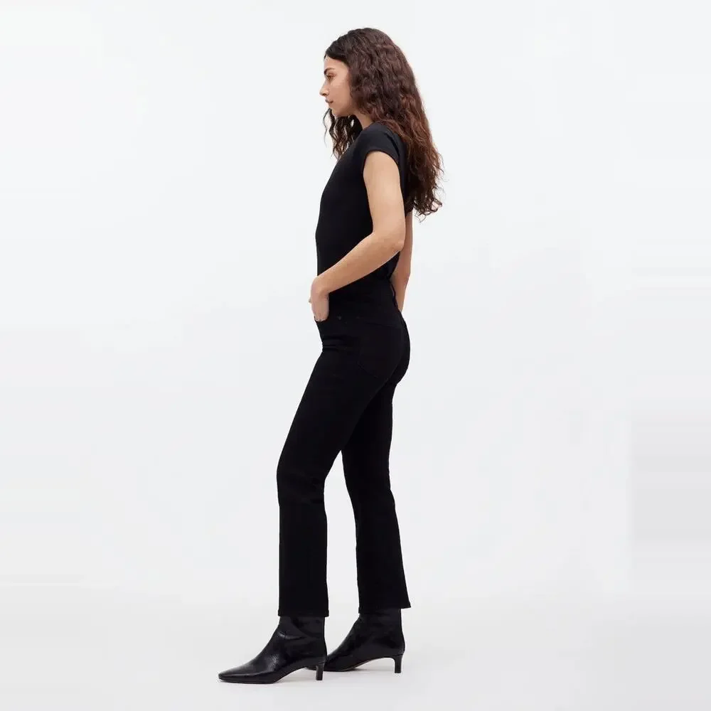 NEW Madewell Mid-Rise Kick Out Crop Jeans Womens size 25 Petite Black Rinse
